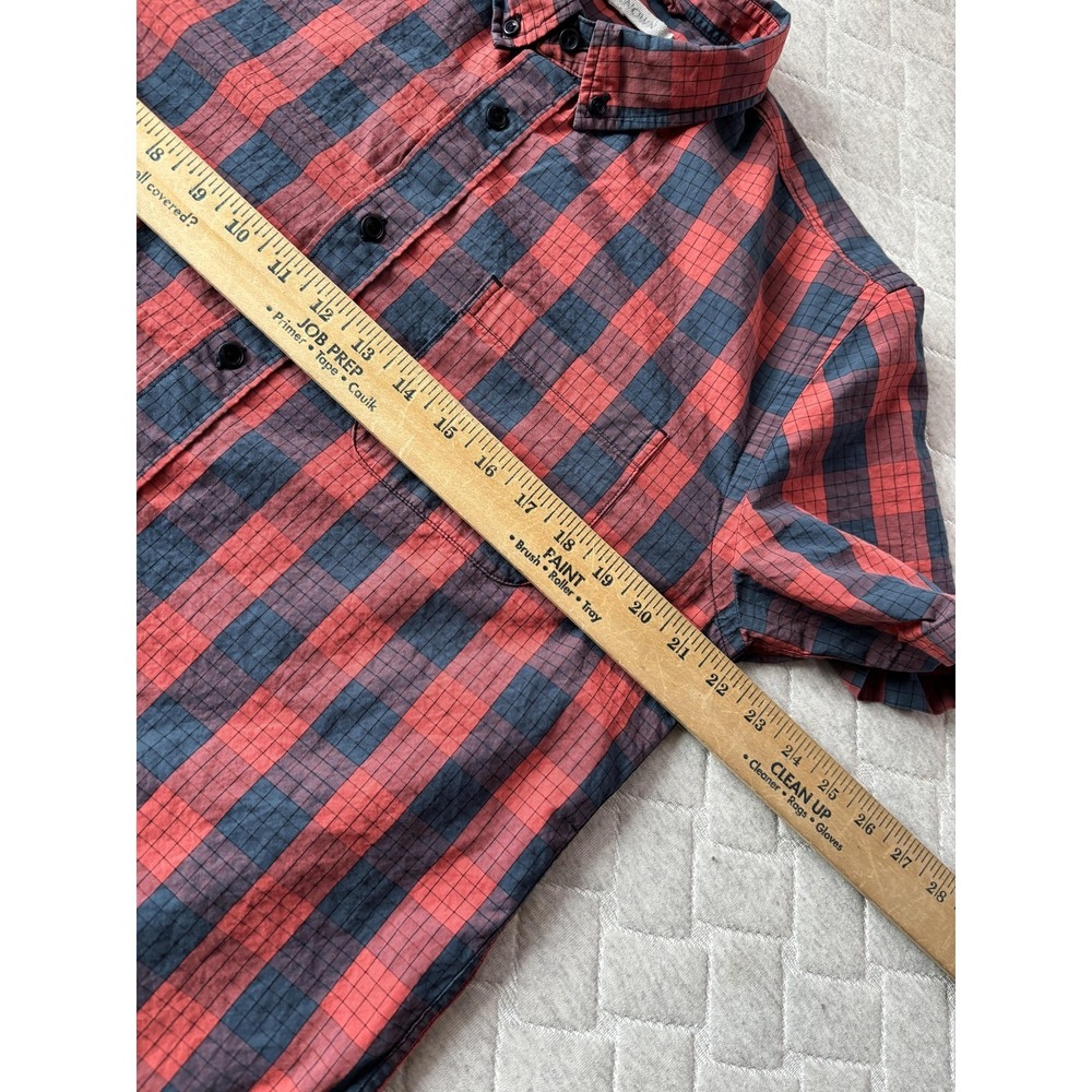 Outerknown Shirt Mens Large Red Blue Plaid Short Sleeve Button Up Organic Cotton - Picture 6 of 6